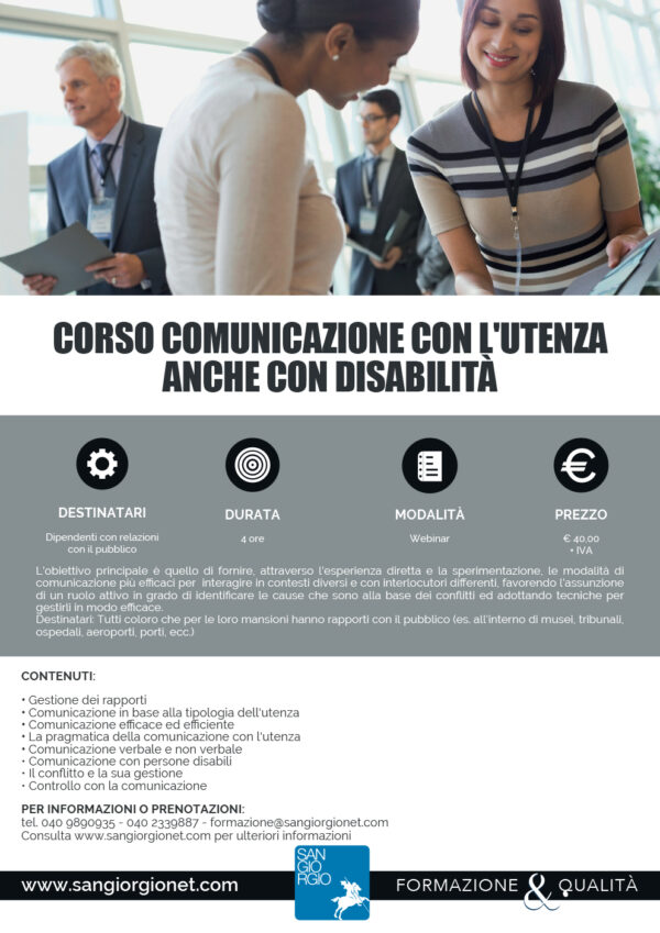 CORSO COMUNICAZIONE CON L’UTENZA ANCHE CON DISABILITÀ – San Giorgio ...